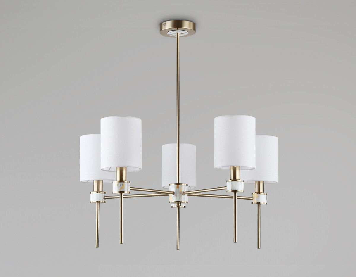 LH72371/5 DBS/WH темная латунь/белый E14/5 max 40W D680*720 — изображение 2