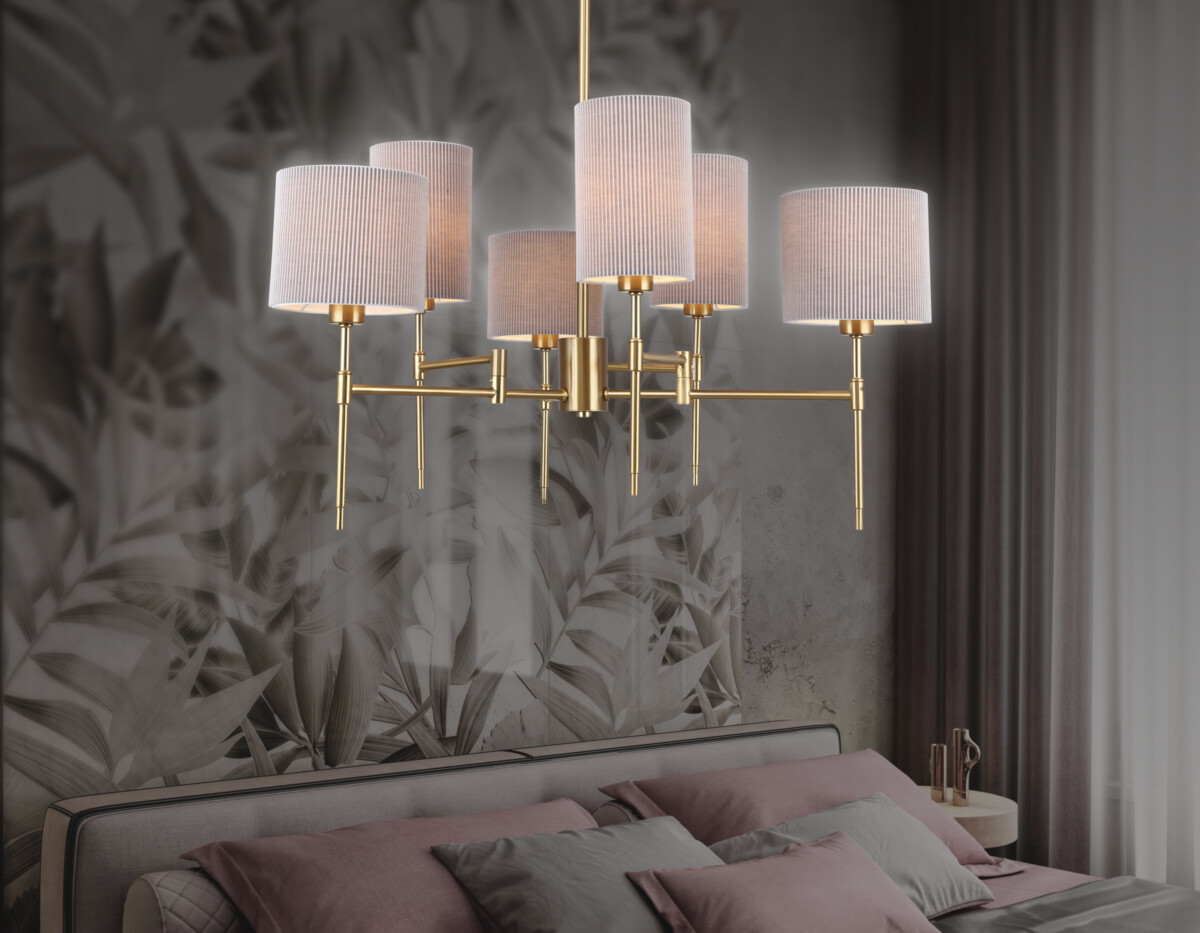 LH72381/6 BS/GR латунь/серый E14*6 max 40W D690*705 — изображение 5