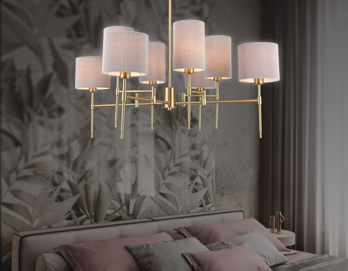 LH72383/8 BS/GR латунь/серый E14*8 max 40W D810*705 — изображение 6