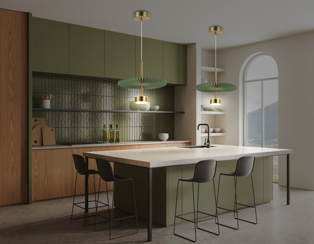 LH72609 BK/GR латунь/зеленый 6W 3000K D300*260-1770 — изображение 5