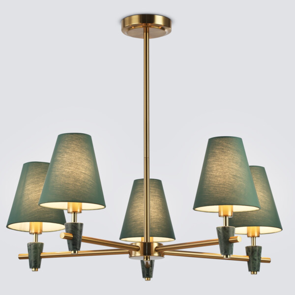 LH75051/5 BS/GN латунь/зеленый E14*5 max 40W D700*580