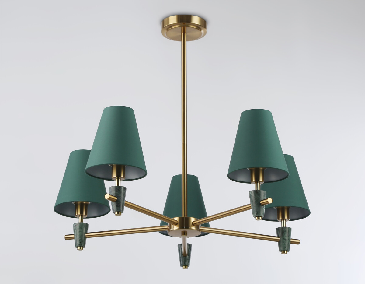 LH75051/5 BS/GN латунь/зеленый E14*5 max 40W D700*580 — изображение 7