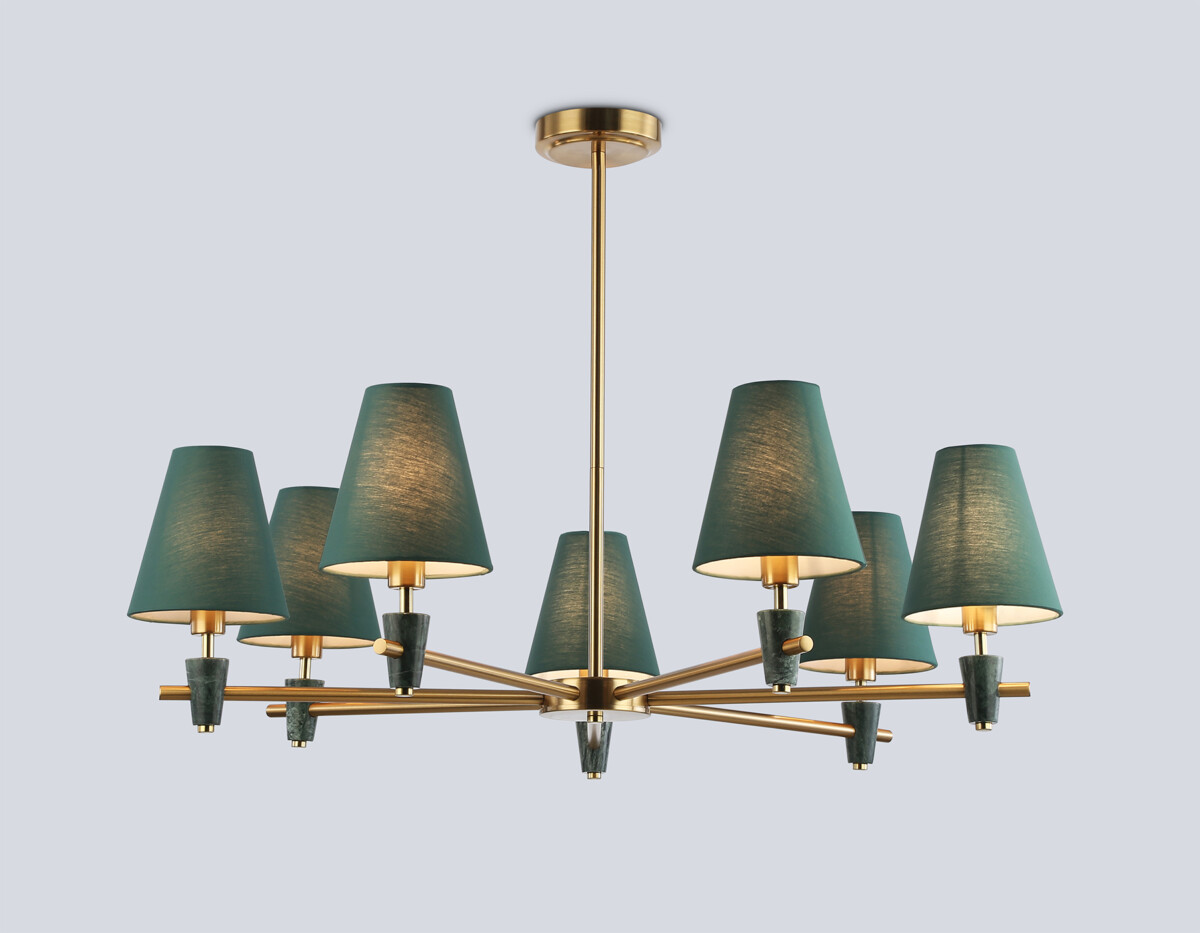 LH75053/7 BS/GN латунь/зеленый E14*7 max 40W D840*580 — изображение 1