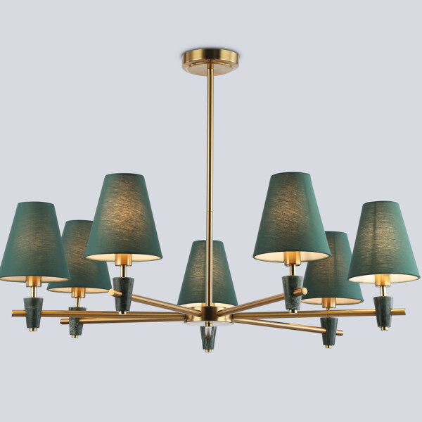 LH75053/7 BS/GN латунь/зеленый E14*7 max 40W D840*580