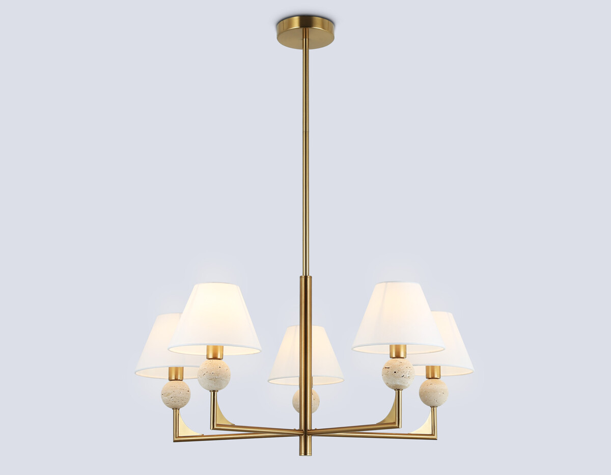 LH75159/5 BS/FR латунь/белый матовый E14*5 max 40W D730*580 — изображение 1