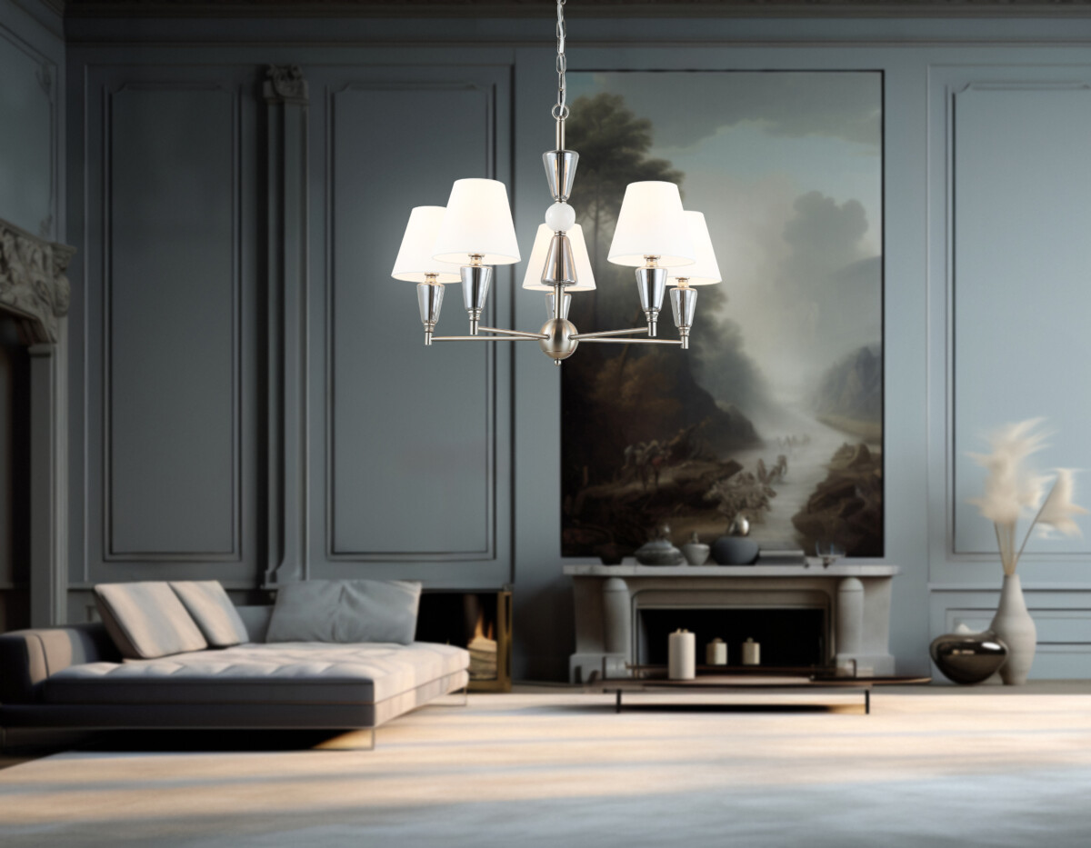 LH75253/5 SN/FR сатин никель/белый матовый E14*5 max 40W D700*510 — изображение 8