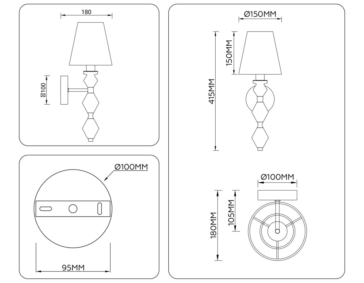 LH75409 GD/GR золото/серый E14 max 40W 150*180*415 — изображение 7