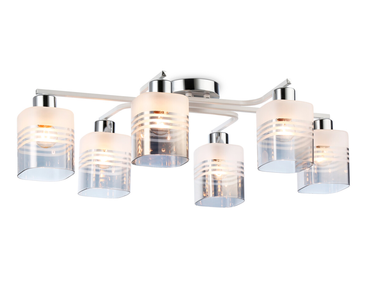 TR303207/6 WH/CH/SM/FR белый/хром/дымчатый/белый матовый E27*6 max 60W 710*400*200 — изображение 6
