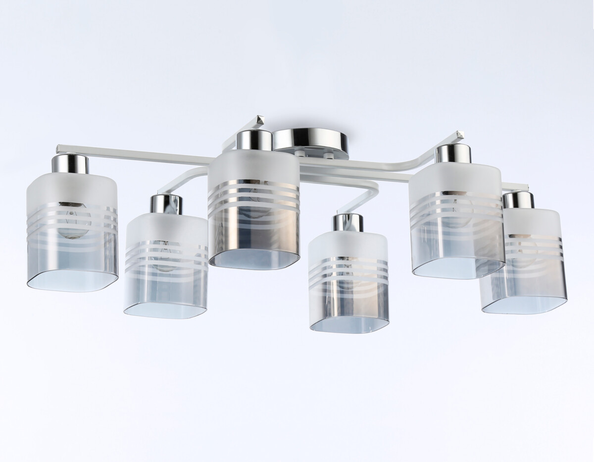 TR303207/6 WH/CH/SM/FR белый/хром/дымчатый/белый матовый E27*6 max 60W 710*400*200 — изображение 3