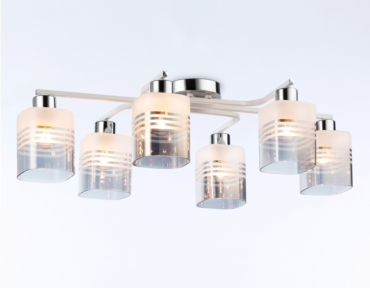 TR303207/6 WH/CH/SM/FR белый/хром/дымчатый/белый матовый E27*6 max 60W 710*400*200 — изображение 5