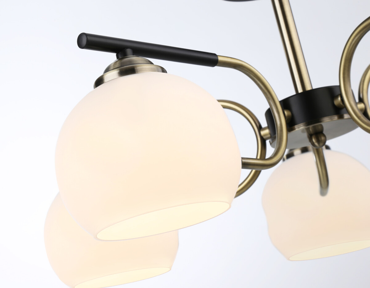 TR303312_macro1 TR303312/5 BK/SB/FR черный/бронза/белый матовый E27*5 max 60W D560*250 — изображение 1