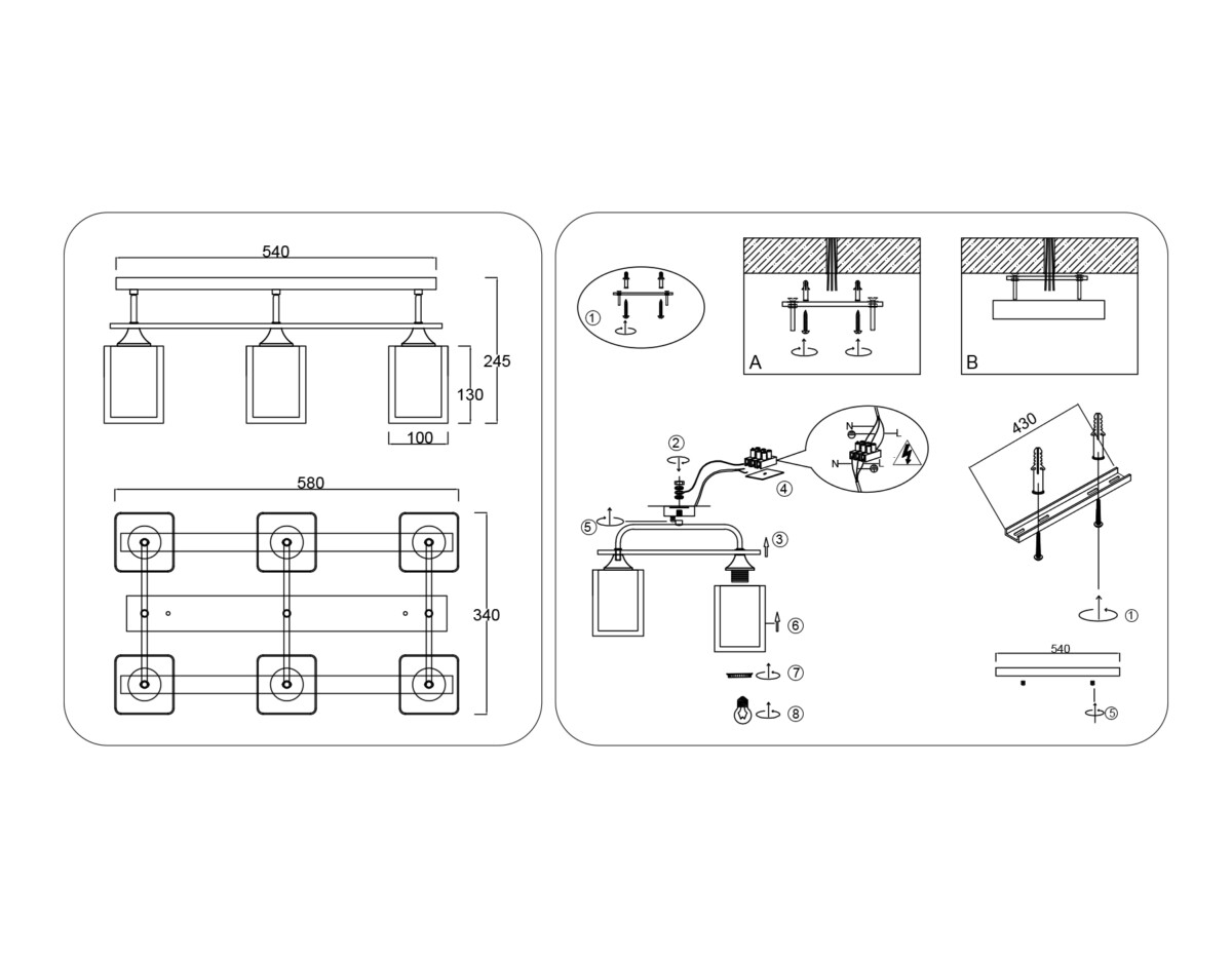TR3033247/6 WH/WD белый/дерево E27/6 max 60W 580*340*245 — изображение 6