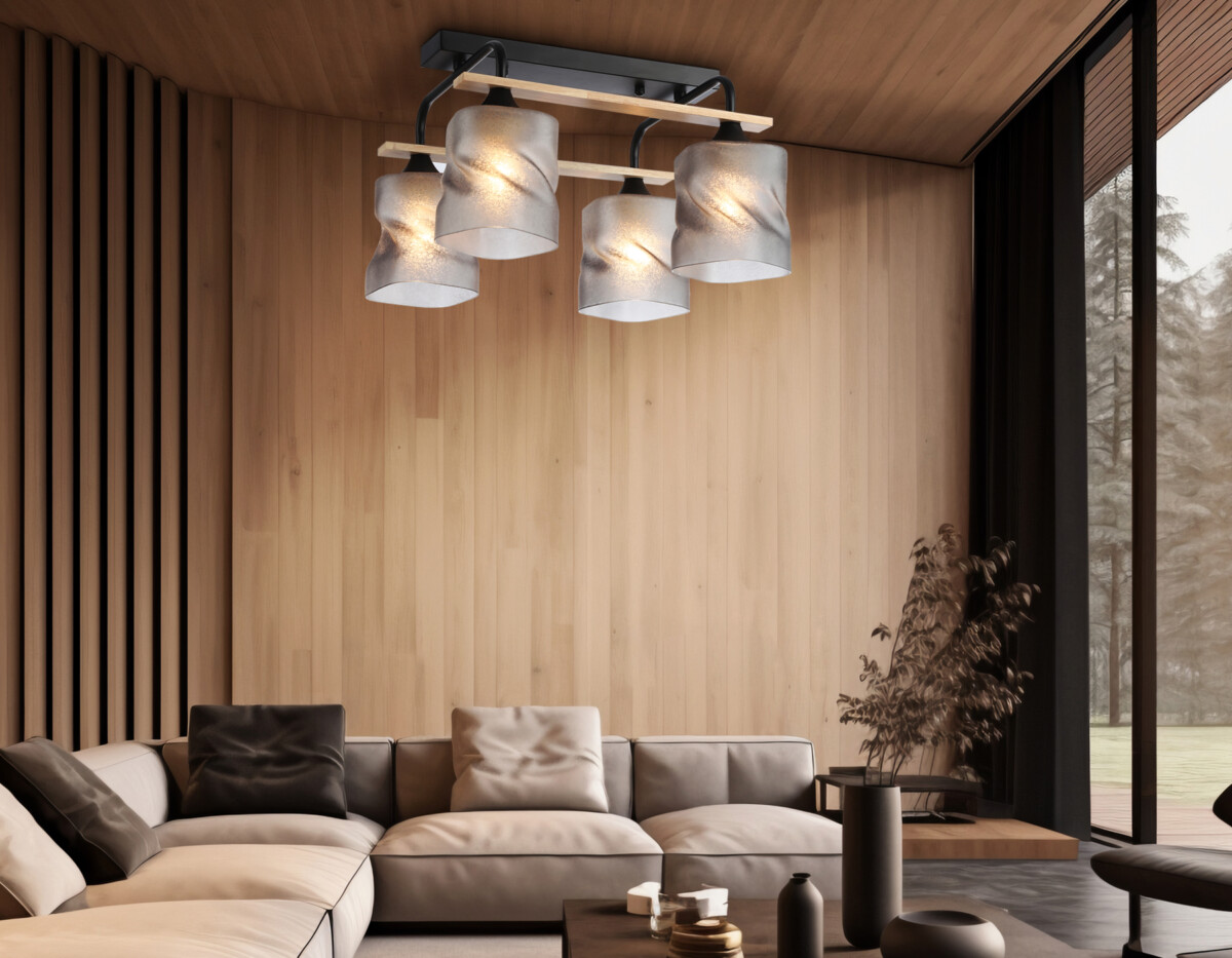 TR3033249/4 BK/WD черный/дерево E27/4 max 60W 340*340*245 — изображение 5