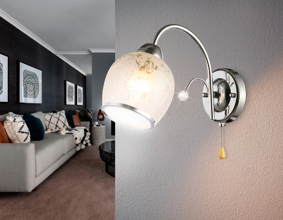 TR3194 CH/CL/FR хром/прозрачный/белый матовый E27 max 40W 190*110*290 — изображение 2