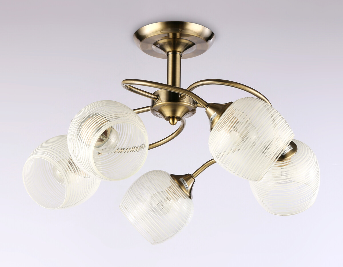 TR3199/5 SB/CL/FR бронза/прозрачный/белый матовый E27/5 max 40W D600*485 — изображение 4