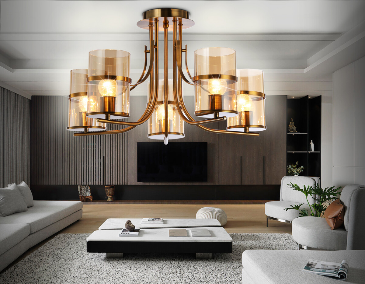 TR3222/5 GD/TI золото/янтарь E27*5 max 40W D540*300 — изображение 2