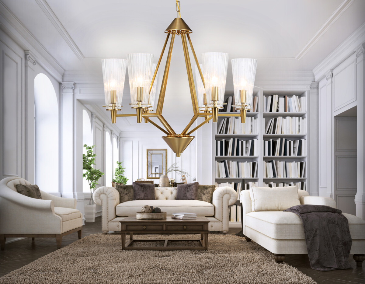 TR3231/6 BS/FR латунь/белый матовый E14*6 max 40W D610*585 — изображение 2