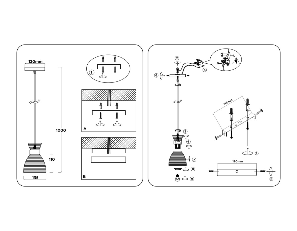 TR3401 FGD золото E27 max 60W D135*1000 — изображение 6
