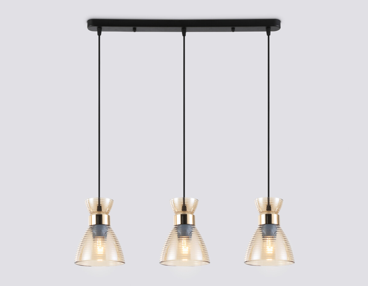 TR3404/3 BK/FGD/TI черный/золото/янтарь E27/3 max 60W 550*135*1000 — изображение 1