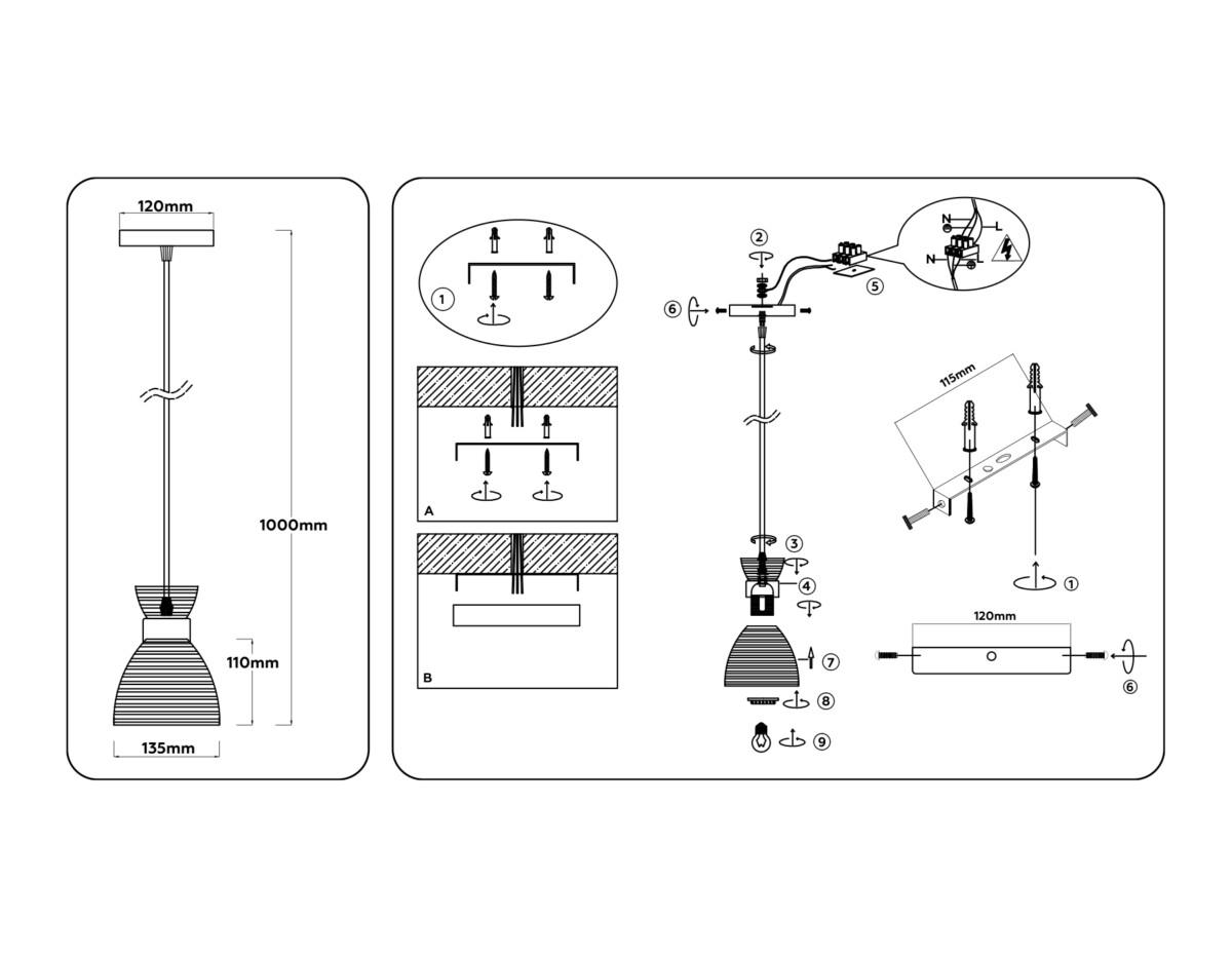 TR3406 BK/FGD/SM черный/золото/дымчатый E27 max 60W D135*1000 — изображение 5