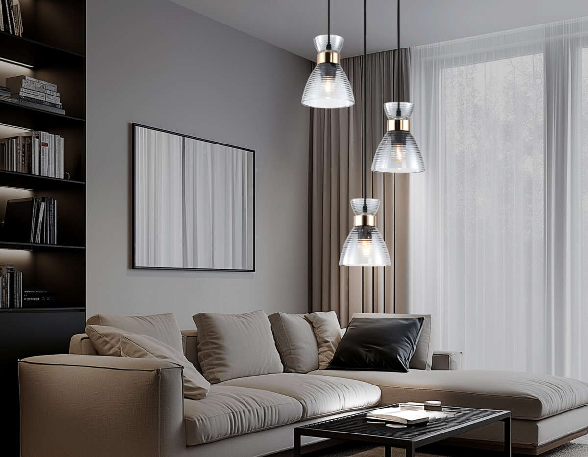 TR3408/3 BK/FGD/SM черный/золото/дымчатый E27/3 max 60W D345*1000 — изображение 4