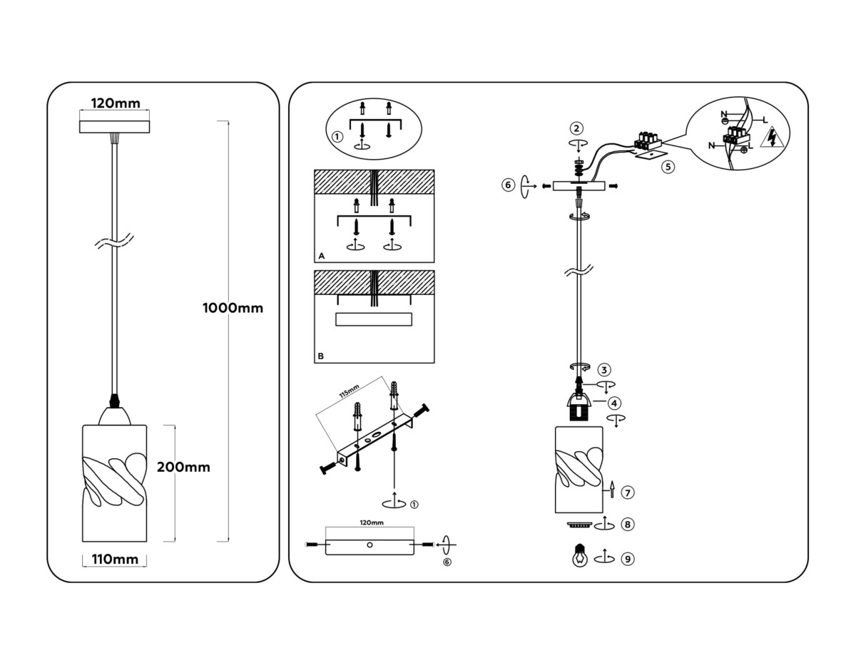TR3413 BK черный E27 max 60W D110*1000 — изображение 5