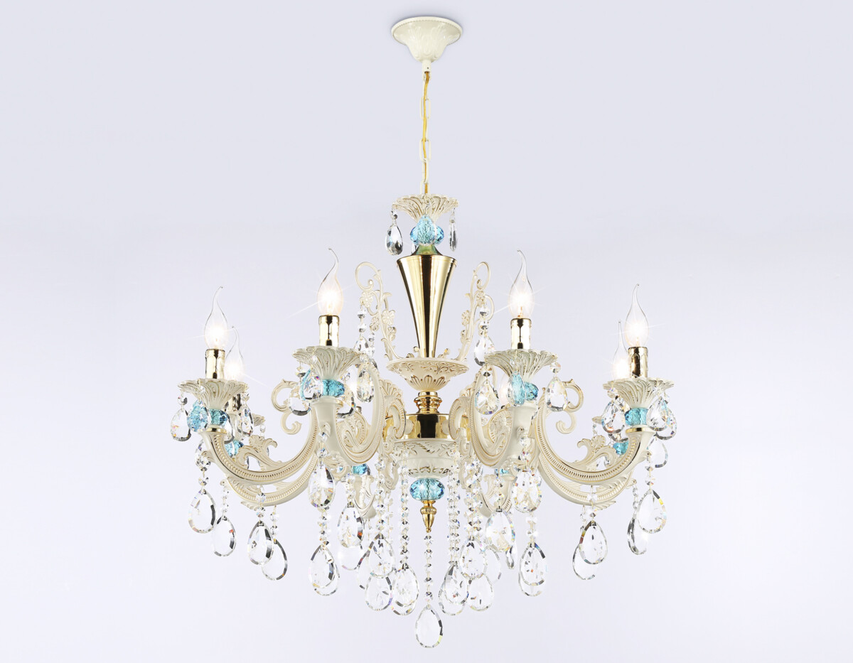 TR4926/8 GD/WH/CL золото/белый/прозрачный E14*8 max 40W D740*630 — изображение 4