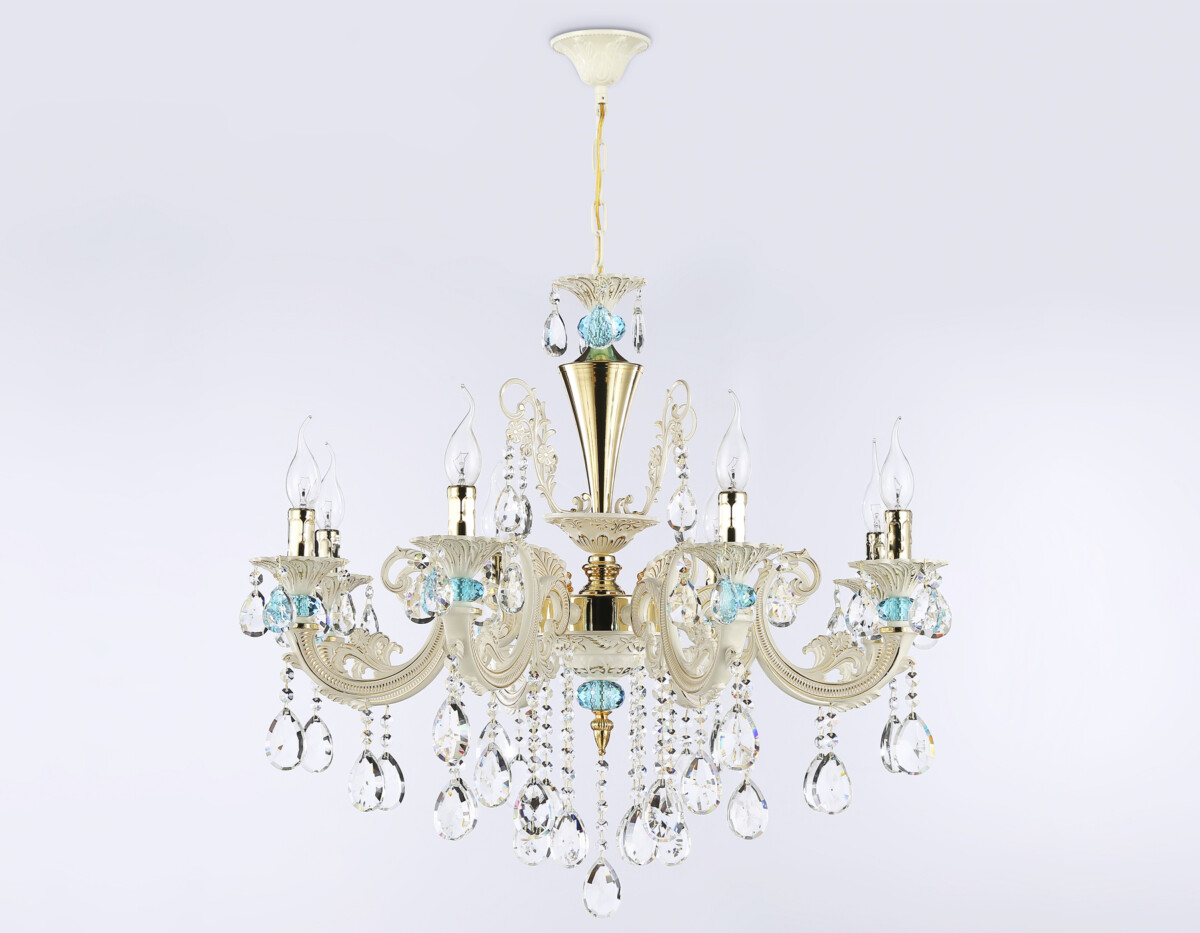 TR4926/8 GD/WH/CL золото/белый/прозрачный E14*8 max 40W D740*630 — изображение 5