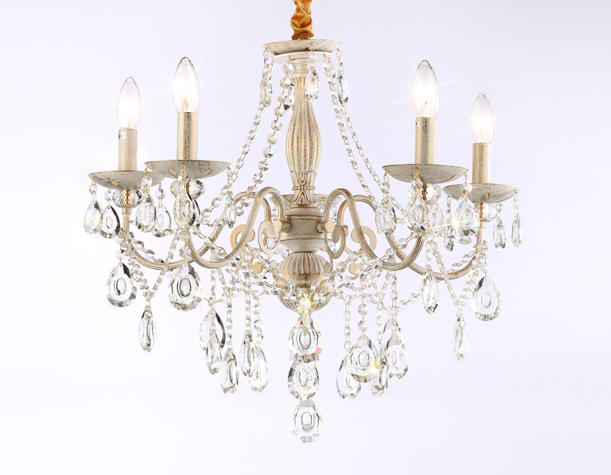 TR4944/5 WH/GD/CL белый/золото/прозрачный E14/5 max 40W D605*565 — изображение 6