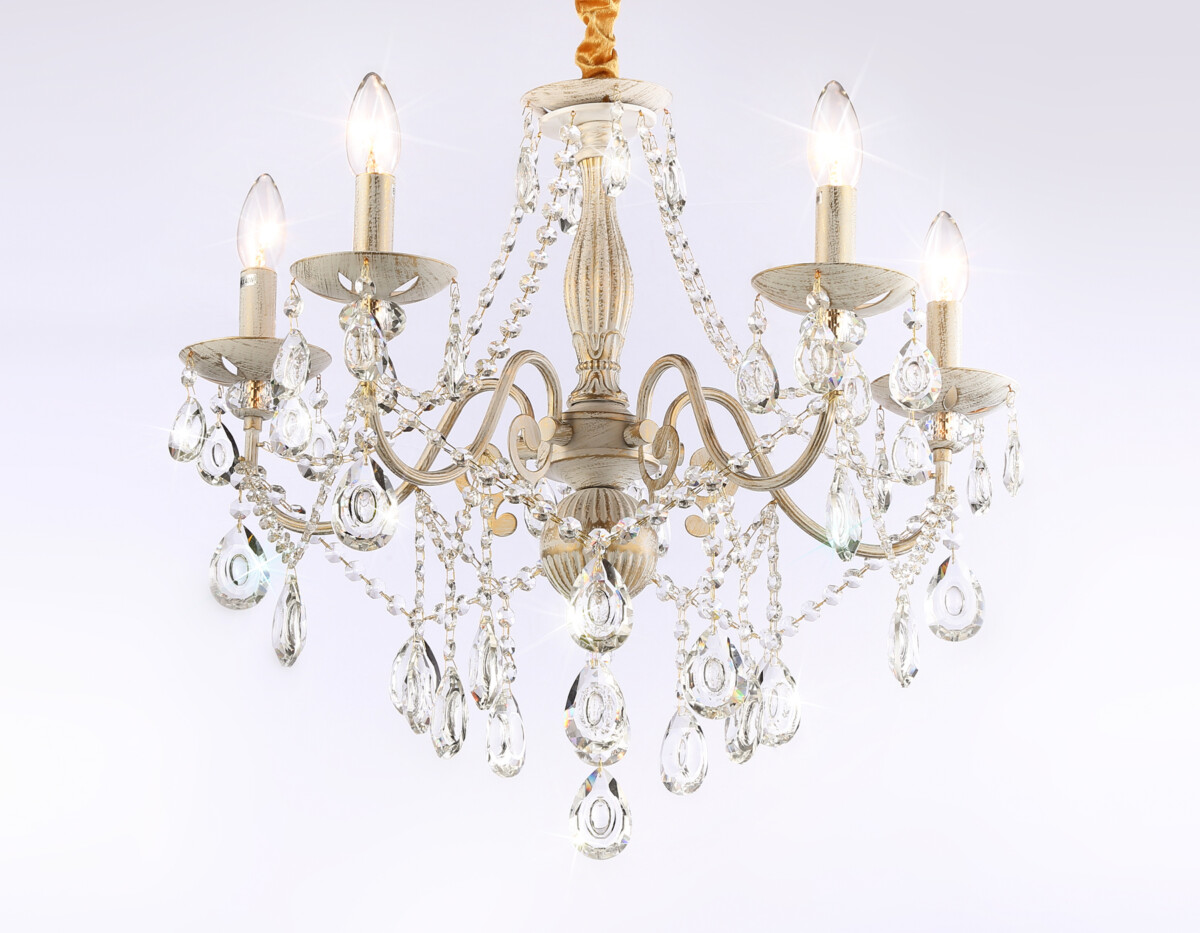 TR4944/5 WH/GD/CL белый/золото/прозрачный E14/5 max 40W D605*565 — изображение 3