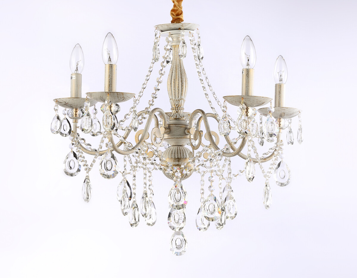 TR4944/5 WH/GD/CL белый/золото/прозрачный E14/5 max 40W D605*565 — изображение 4