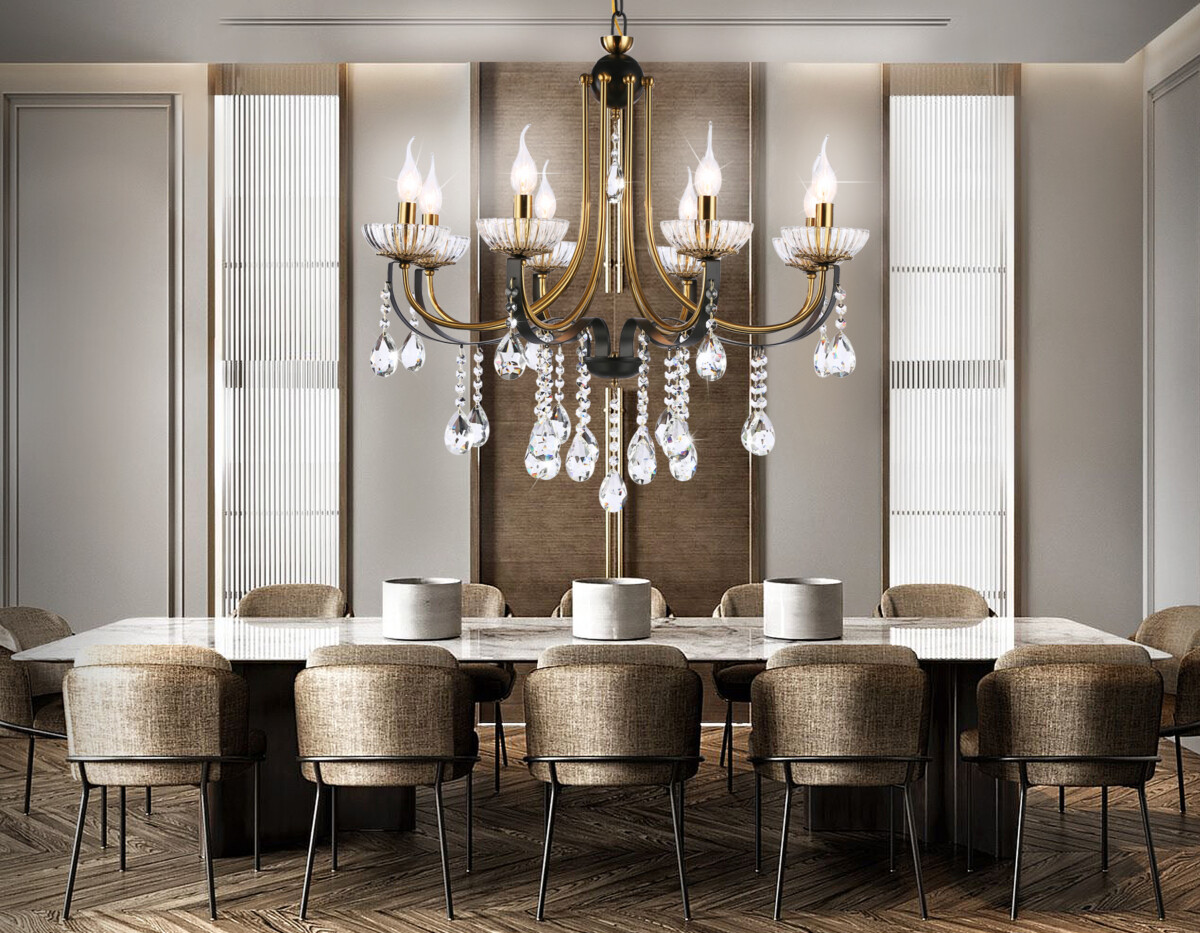 TR4953/8 BK/GD/CL черный/золото/прозрачный E14*8 max 40W D740*735 — изображение 2