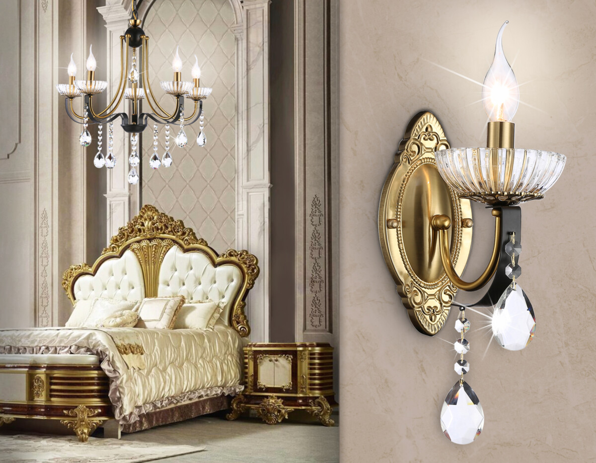 TR4954 BK/GD/CL черный/золото/прозрачный E14 max 40W 410*120*210 — изображение 2