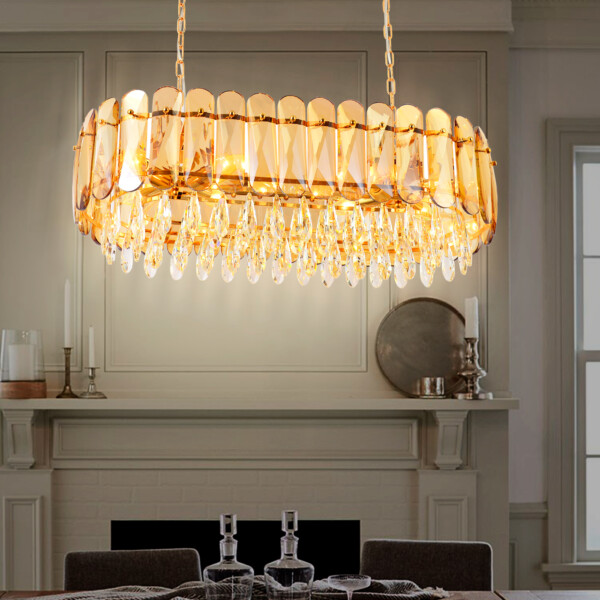 TR5074/8 GD/TI/CL золото/янтарь/прозрачный E14/8 max 40W 800*360*950