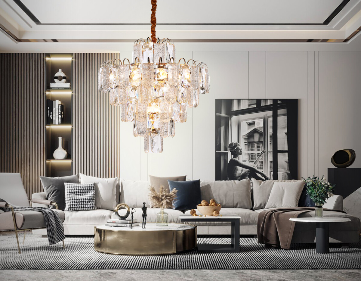 TR5233/12 SGD/CL/FR золото/прозрачный/белый матовый E27*12 max 40W D600*610 — изображение 2