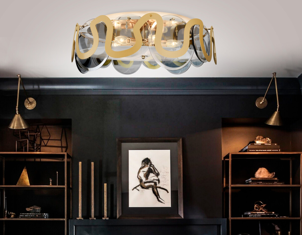 TR5328/6 GD/SM/FR золото/дымчатый/белый матовый E14/6 max 40W D606*230 — изображение 1