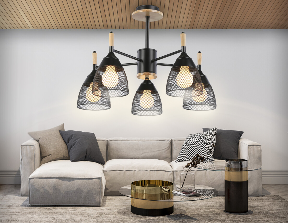 TR8015/5 BK черный E27*5 max 40W D600*385 — изображение 2