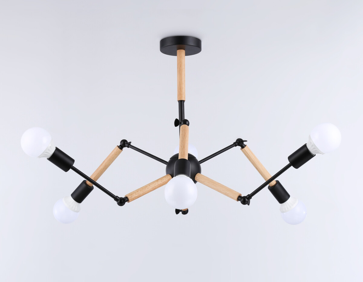 TR80488/6 BK/LW черный/светлое дерево E27/6 max 60W D930*510 — изображение 4