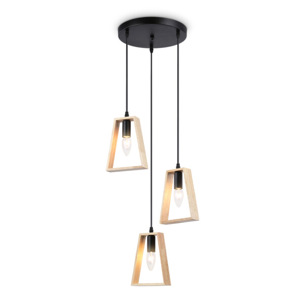 TR80499/3 BK/LW черный/светлое дерево E14/3 max 60W D350*1000