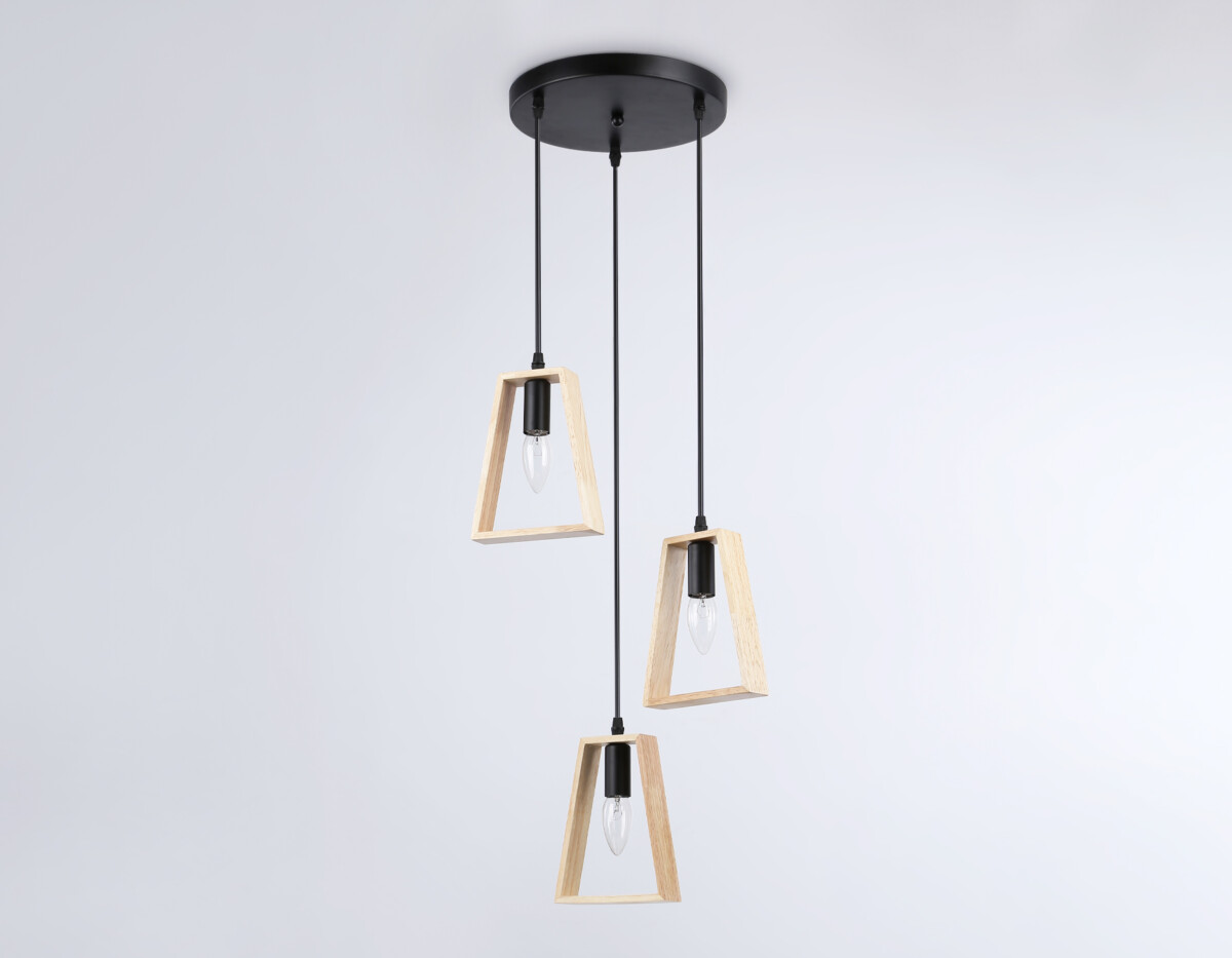 TR80499/3 BK/LW черный/светлое дерево E14/3 max 60W D350*1000 — изображение 4