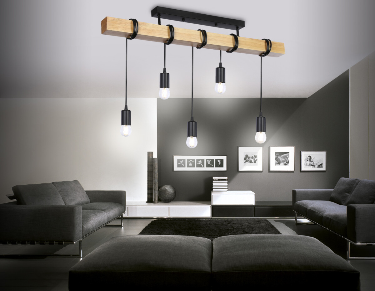 TR8183/5 BK/LW черный/светлое дерево E27*5 max 40W 800*50*420 — изображение 1