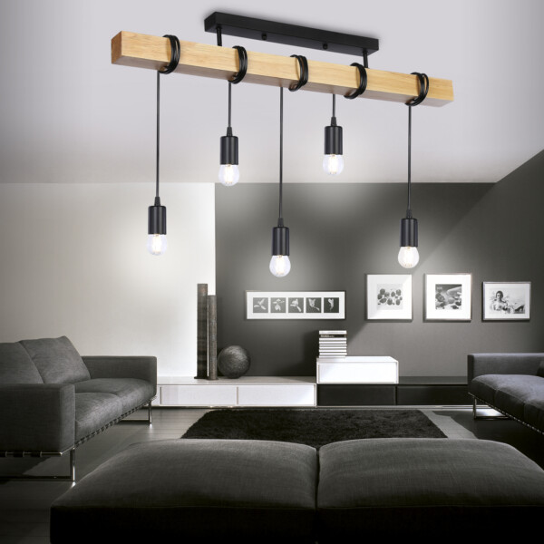 TR8183/5 BK/LW черный/светлое дерево E27*5 max 40W 800*50*420