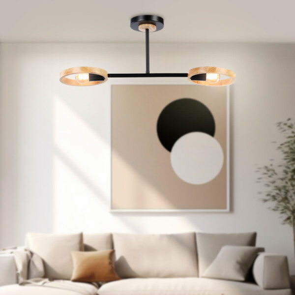 TR8244/2 BK/LWD черный/светлое дерево E27/2 max 40W 590*165*220