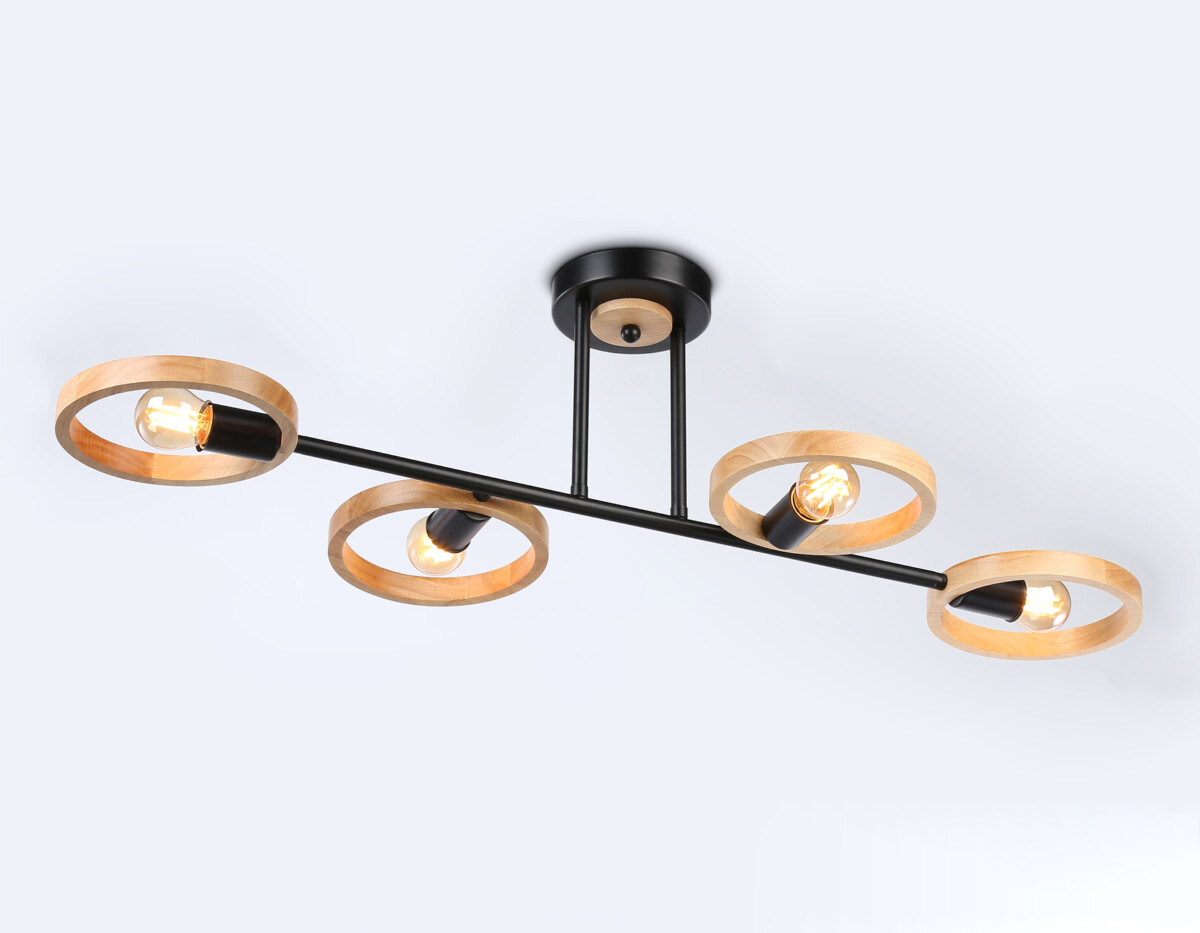 TR8248/4 BK/LWD черный/светлое дерево E27/4 max 40W 840*360*220 — изображение 3