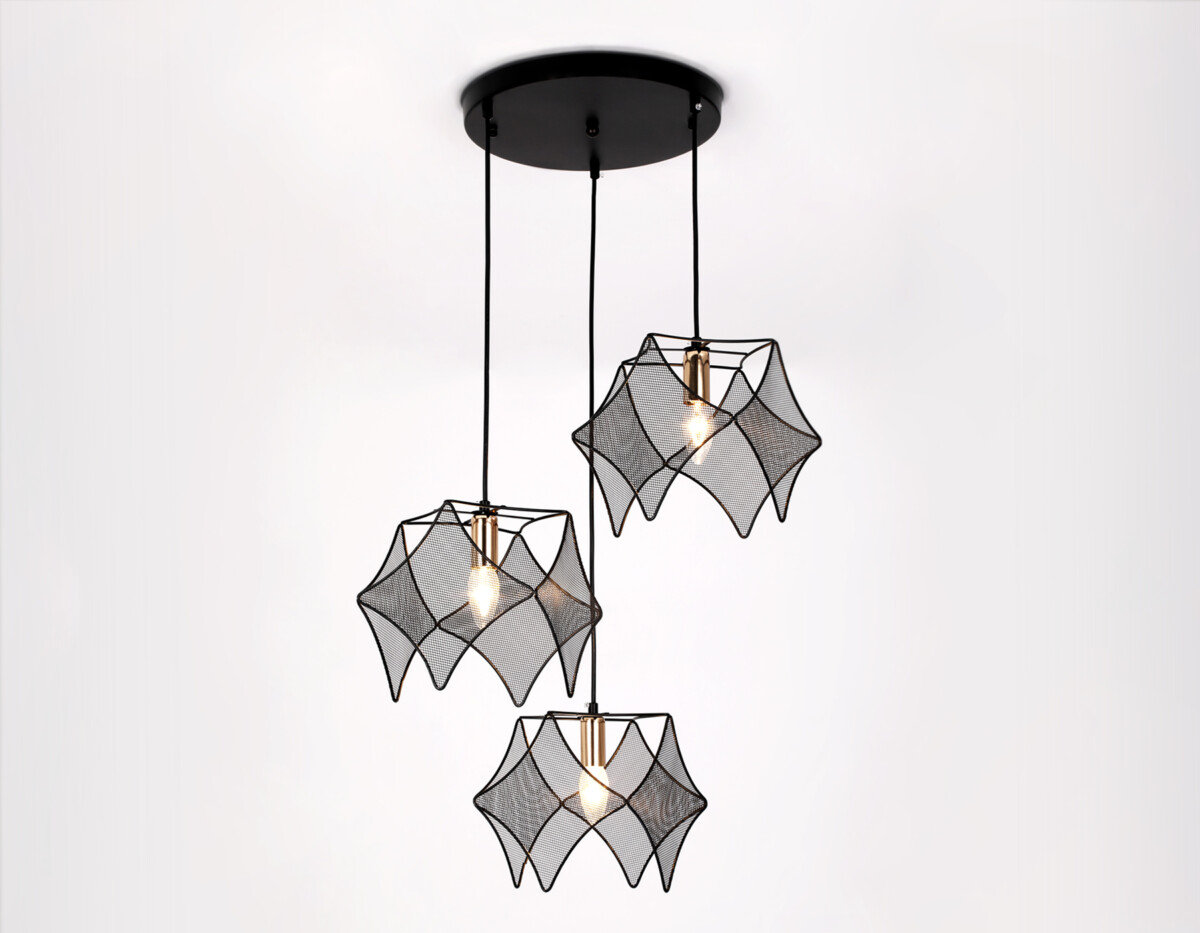 TR8427/3 BK/GD черный/золото E14/3 max 40W D510*1000 — изображение 3