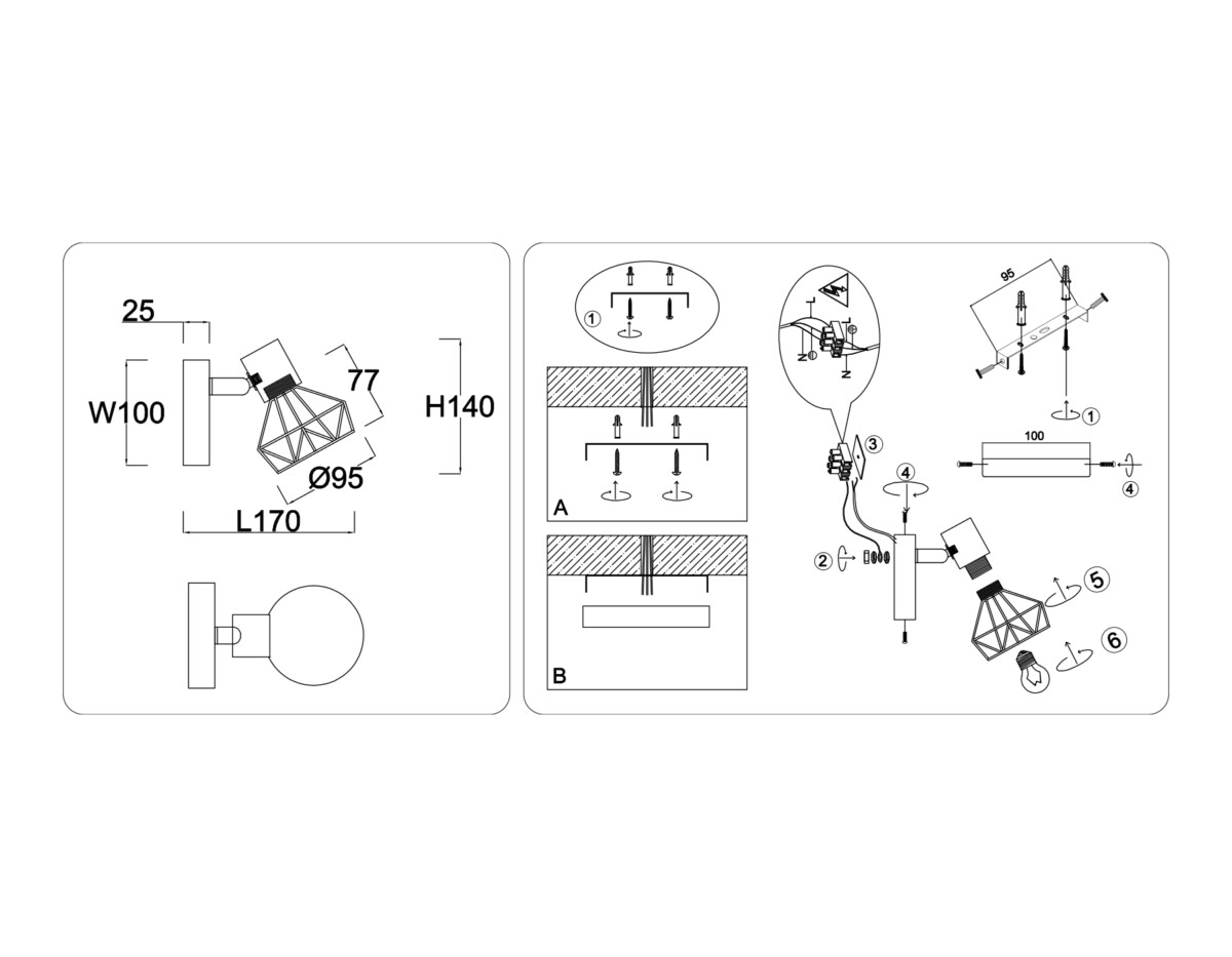 TR8655 BK/GD черный/золото E14 max 60W 170*100*140 — изображение 5