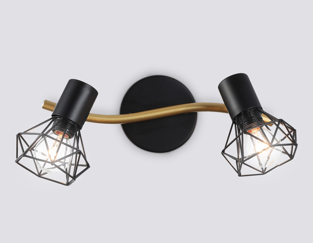 TR8656/2 BK/GD черный/золото E14/2 max 60W 330*100*185 — изображение 1