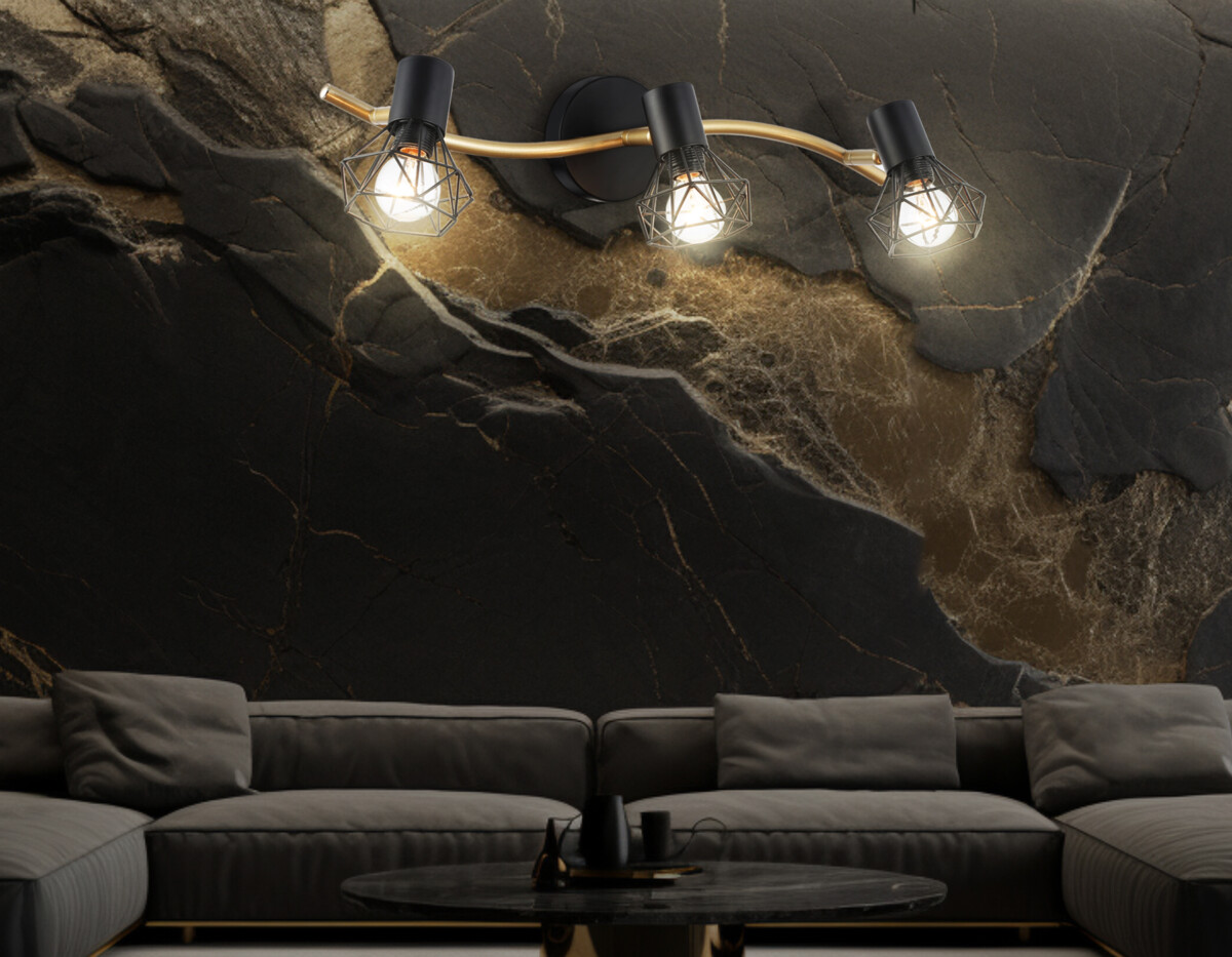 TR8657/3 BK/GD черный/золото E14/3 max 60W 550*100*185 — изображение 4