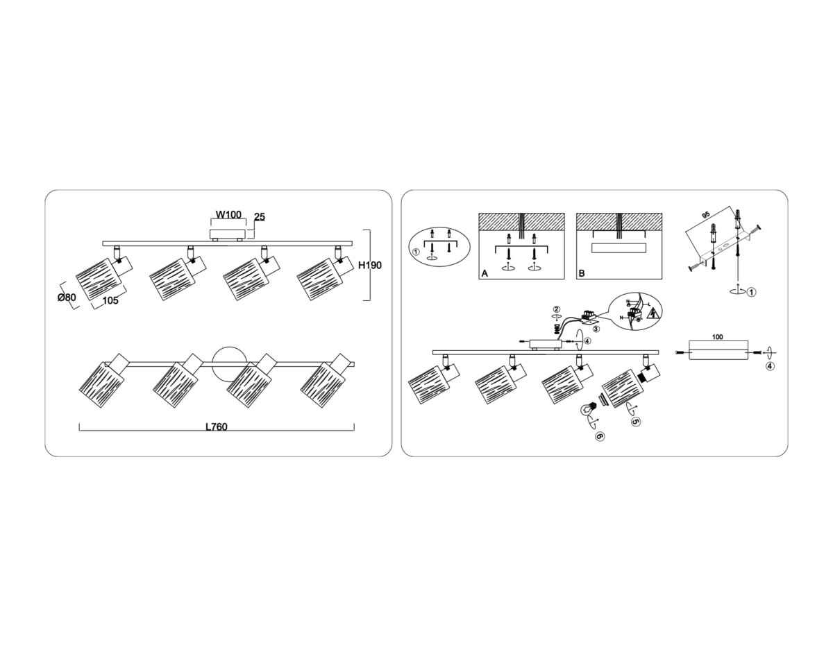 TR8666/4 WH белый E14/4 max 60W 760*100*190 — изображение 5
