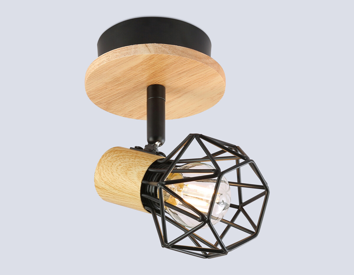 TR8751 BK/WD черный/дерево IP20 E27 D115*175 — изображение 1